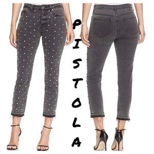 Pistola Charlie Rhinestone stud Denim Ankle Jeans mid rise Bloomingdale's